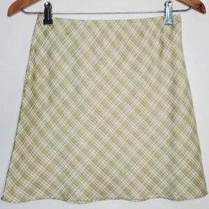 Lisa Says Gah Green Plaid Satin Smooth Feel A Line Mini Academia Skirt